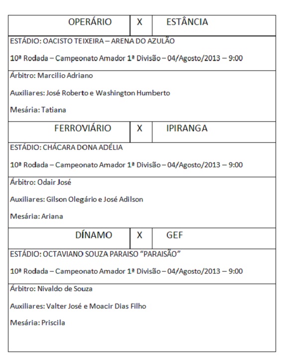 Árbitros 10ª rodada Amadorão 4